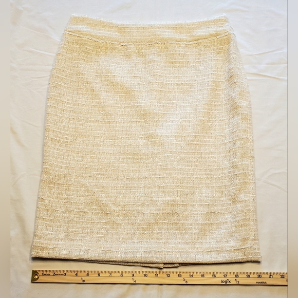 Nipon Boutique Women's Size 12 Dress Skirt Cream w/Metallic Fibers Fully Lined - Picture 1 of 4